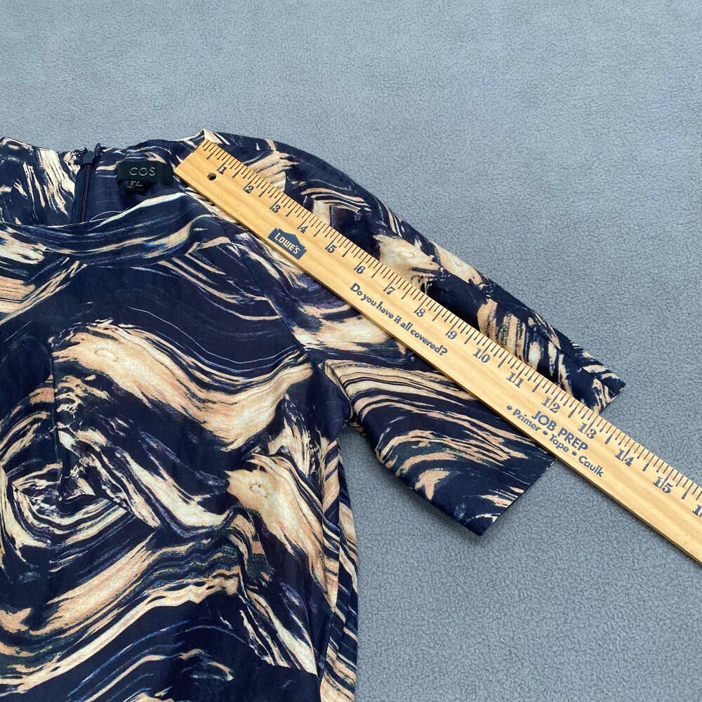COS Cotton Silk Mod Abstract Artsy Print Sheath Dress Womens 4 Short Sleeve - Picture 10 of 13